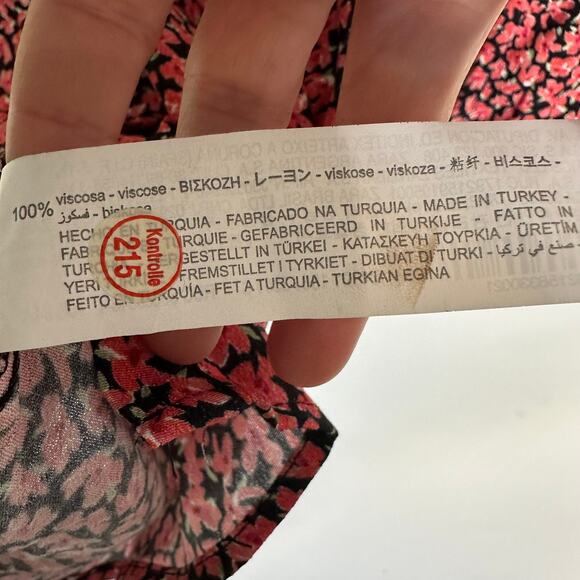 Zara Red Floral Printed Button Ruffle Shoulder Long Sleeve Mini Dress Size Small - Picture 4 of 8